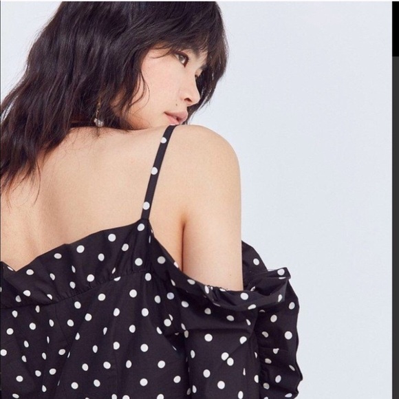 silent + noise polka dot ruffle off shoulder top - Picture 4 of 7